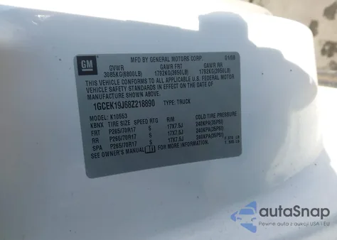 2008 Chevrolet Silverado 1500 Lt1 z USA, uszkodzony, nr VIN 1GCEK19J68Z218890